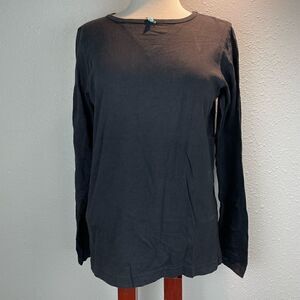 NWT C.A. Sport Collection Womens Black Long Sleeve Top with Flower Size M